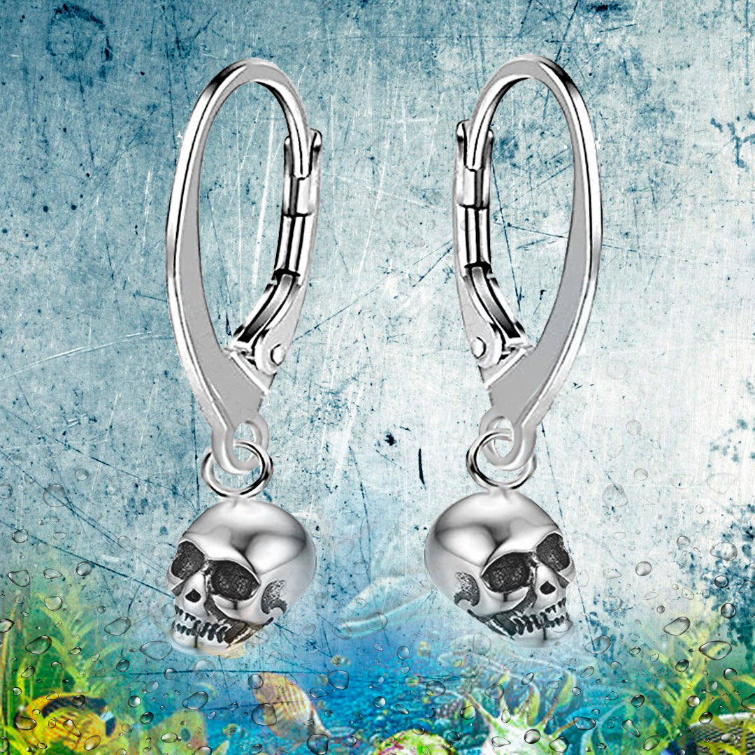Totenkopf Ohrhänger 925 Silber – Vintage Brisur für Damen