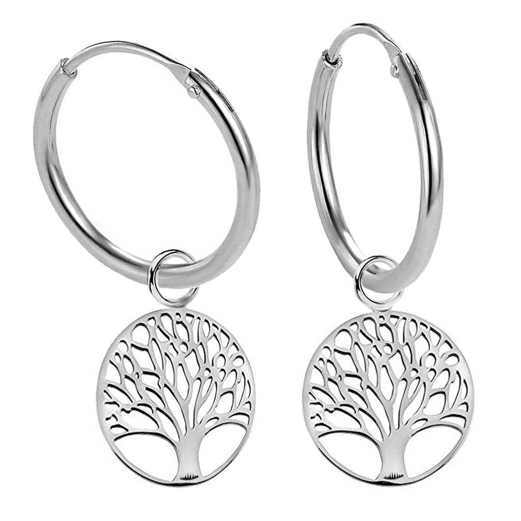 Lebensbaum Creolen 925 Silber – Glücksbringer Ohrringe für Damen & Girls | WILLYS JEWELLERY