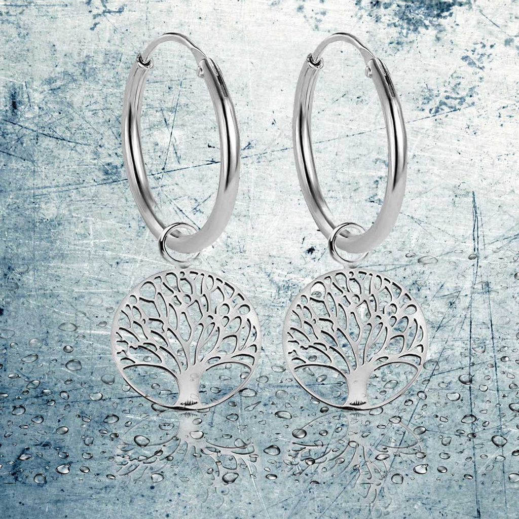 Lebensbaum Creolen 925 Silber – Glücksbringer Ohrringe für Damen & Girls | WILLYS JEWELLERY