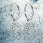 Lebensbaum Creolen 925 Silber – Glücksbringer Ohrringe für Damen & Girls