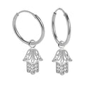 Creolen 925 Silber mit Hand der Fatima – Glücksbringer Ohrringe für Damen & Girls