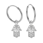 Creolen 925 Silber mit Hand der Fatima – Glücksbringer Ohrringe für Damen & Girls