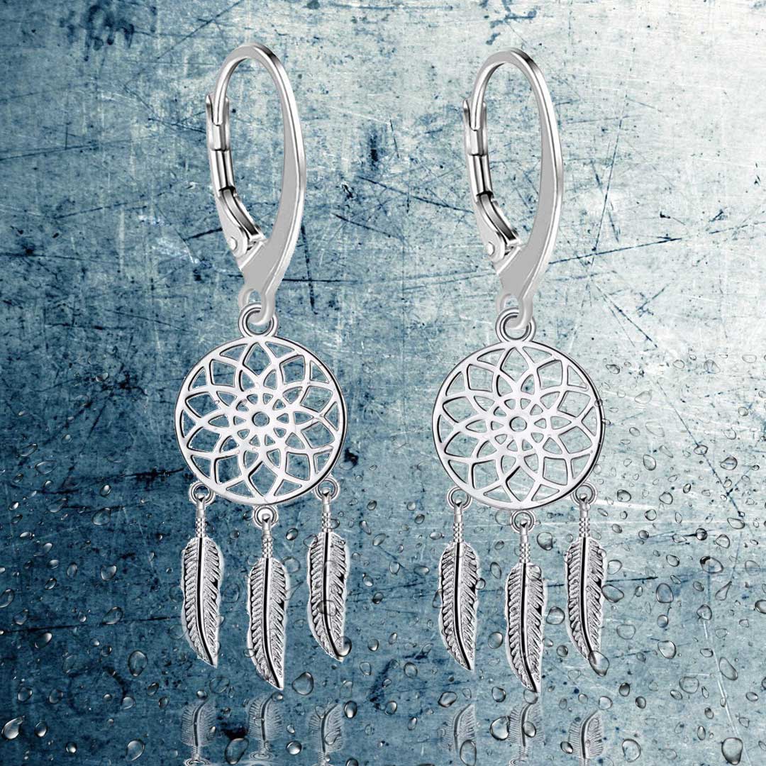 Traumfänger Ohrhänger 925 Sterling Silber – Vintage Boho Ohrringe für Damen | WILLYS JEWELLERY