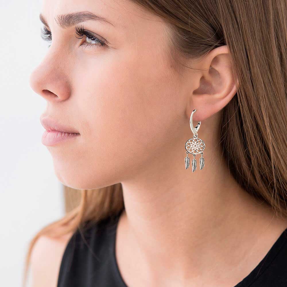 Traumfänger Ohrhänger 925 Sterling Silber – Vintage Boho Ohrringe für Damen | WILLYS JEWELLERY