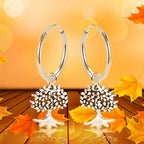 Creolen Ohrringe aus Sterling Silber 925 mit Lebensbaum als Glücksbringer für Damen und Girls