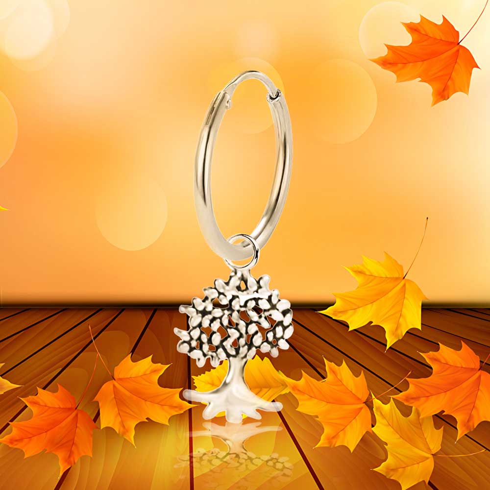 Lebensbaum Creolen 925 Sterling Silber – Vintage Ohrringe für Damen & Girls | WILLYS JEWELLERY