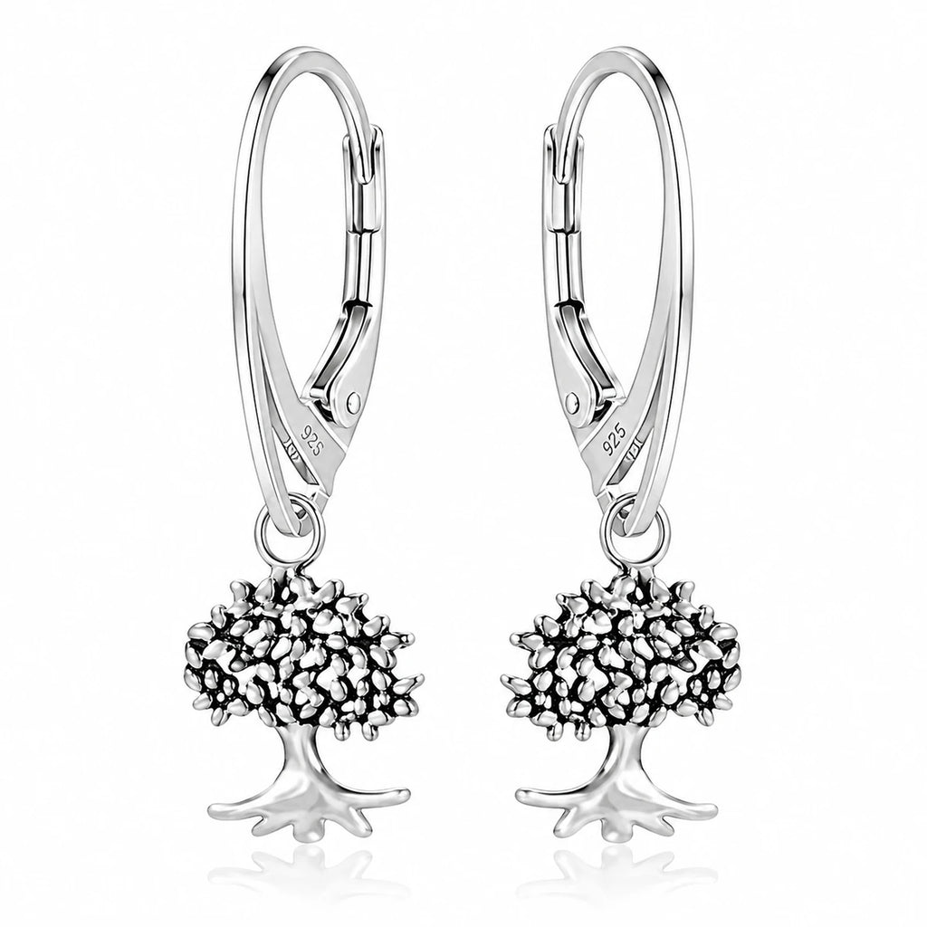 Lebensbaum Ohrhänger 925 Sterling Silber mit Brisur – Vintage Look, Symbol für Stärke & Positivität