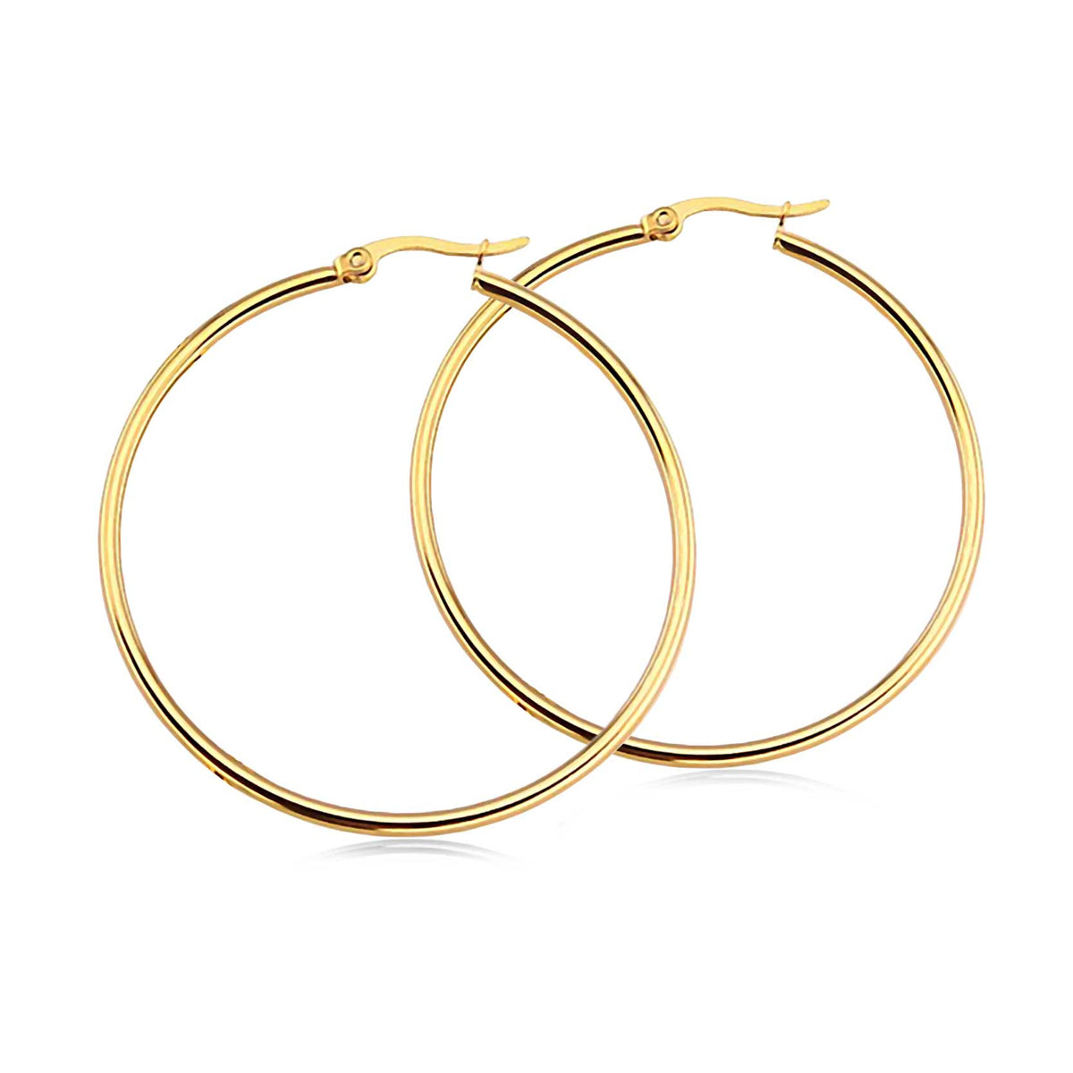 Creolen Ohrringe Rund aus Edelstahl 316L Hochglanz-Poliert und mit 18k vergoldet | WILLYS JEWELLERY