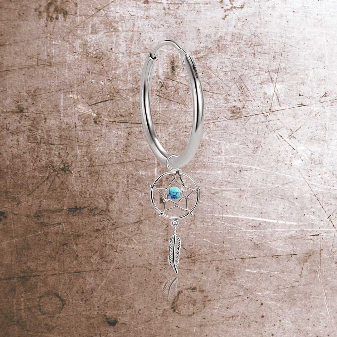 Traumfänger Creolen Ohrringe 925 Silber – Vintage Boho Ohrhänger für Damen & Herren