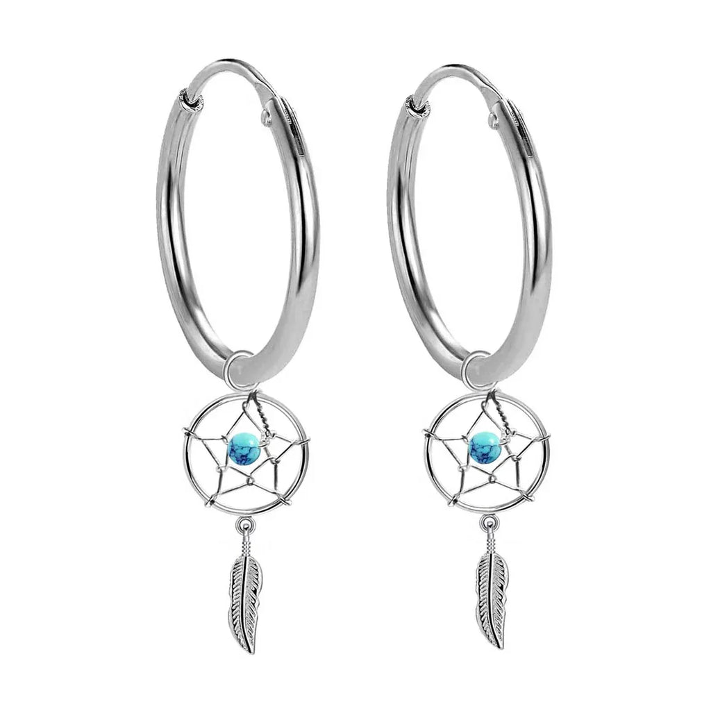 Traumfänger Creolen 925 Sterling Silber – Vintage Ohrhänger für Sie & Ihn