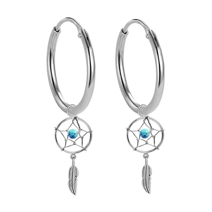 Traumfänger Creolen 925 Sterling Silber – Vintage Ohrhänger für Sie & Ihn
