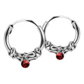 Gotische 925 Silber Creolen mit rotem Zirkonia – kleiner Vintage-Ohrring für Damen | WILLYS JEWELLERY
