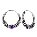 Gotische Creolen-Ohrringe 925 Silber mit lila Zirkonia – Vintage Mini Hoops für Damen | WILLYS JEWELLERY