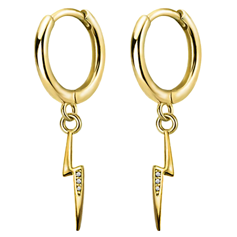 Vergoldete 925er Mini-Creolen mit Blitz-Anhänger & Kristallen – eleganter Glücksbringer für Damen | WILLYS JEWELLERY