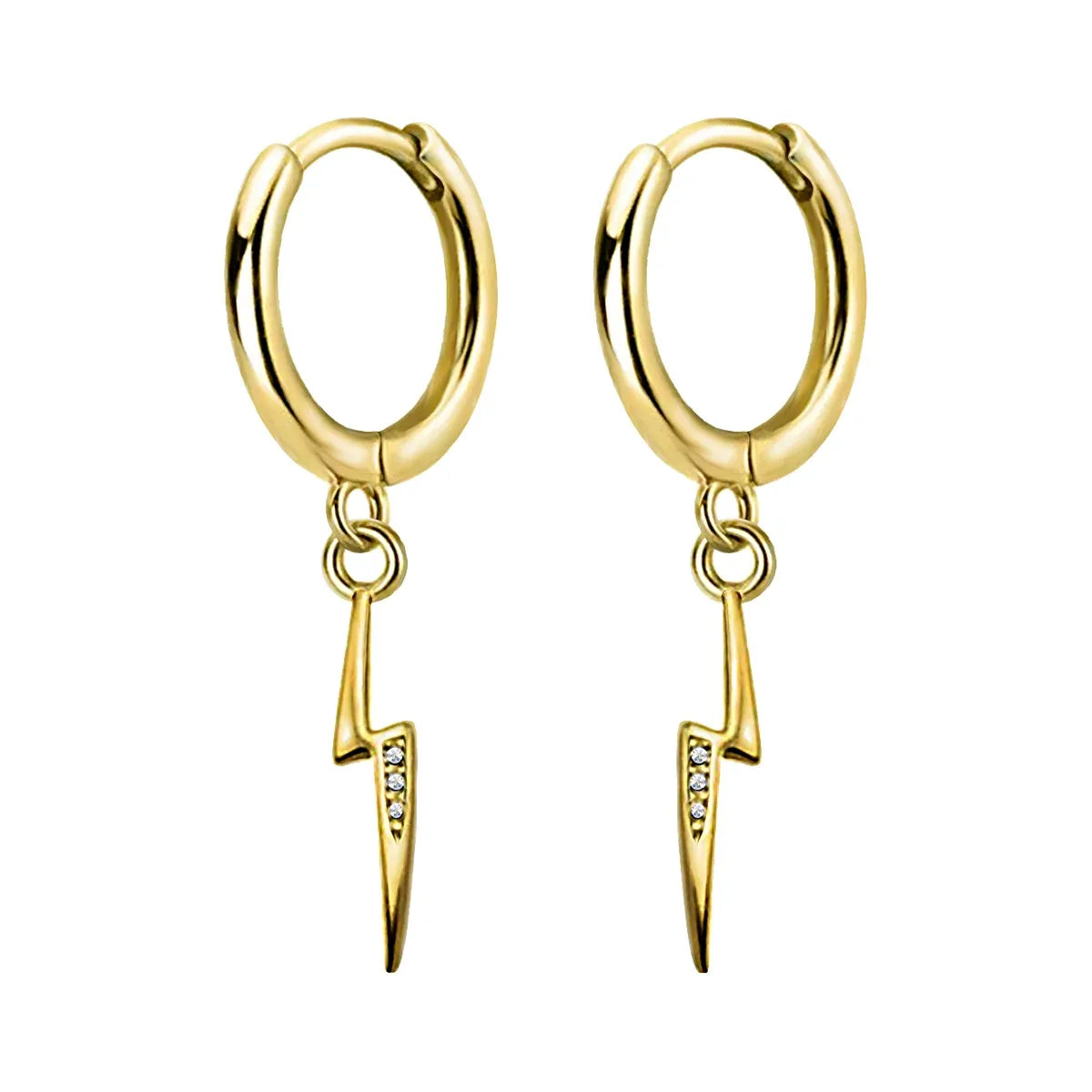 Vergoldete 925er Mini-Creolen mit Blitz-Anhänger & Kristallen – eleganter Glücksbringer für Damen