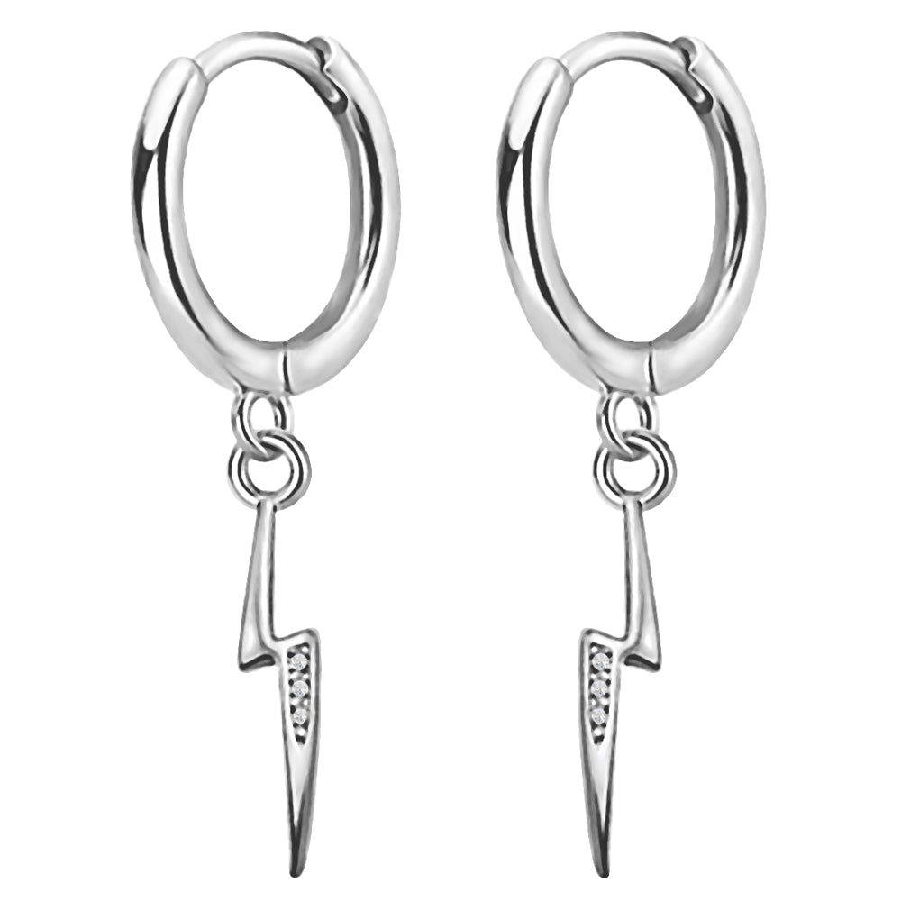 Blitz Creolen 925 Sterling Silber mit Kristallen – Glücksbringer Damen Ohrringe | WILLYS JEWELLERY