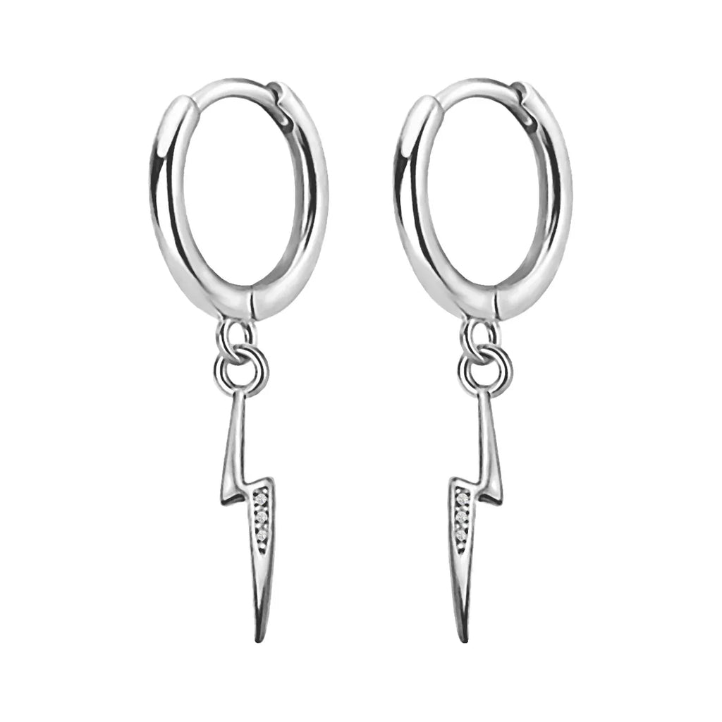 Blitz Creolen 925 Sterling Silber mit Kristallen – Glücksbringer Damen Ohrringe