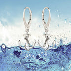 Brisur Ohrringe Ohrhänger mit Anker aus Sterling Silber 925 für Damen und Girls L= 28.0 mm