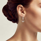 Brisur Ohrringe Ohrhänger mit Anker aus Sterling Silber 925 für Damen und Girls L= 28.0 mm