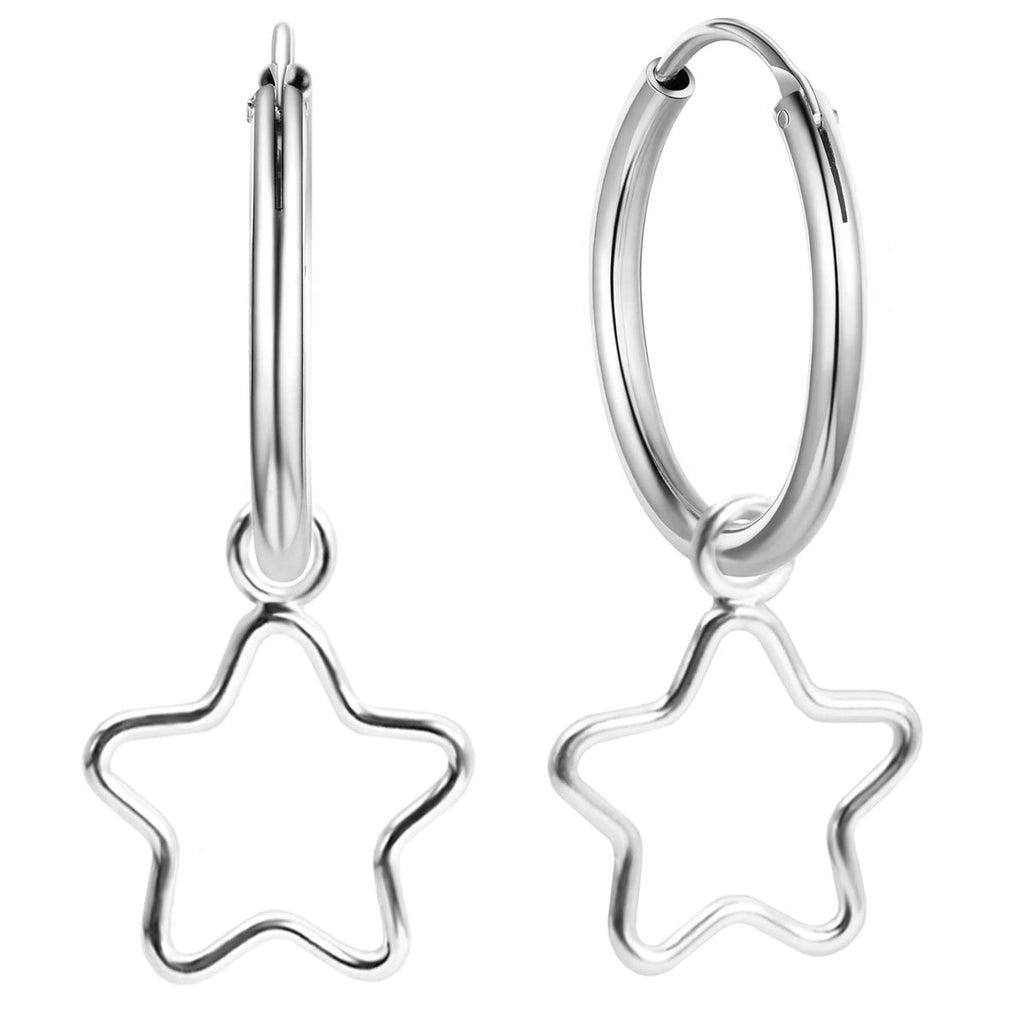 925 Sterling Silber Creolen mit abnehmbaren Stern-Anhängern als Glücksbringer für Alltag | WILLYS JEWELLERY