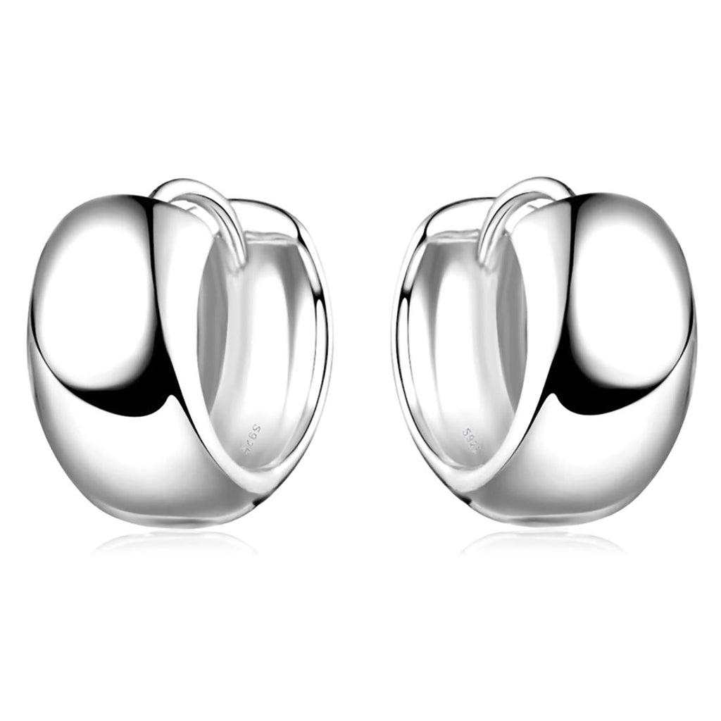 Breite Creolen Ohrringe 925 Sterling Silber, glänzend, wasserabweisend, Vintage-Look | WILLYS JEWELLERY