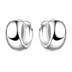 Breite Creolen Ohrringe 925 Sterling Silber, glänzend, wasserabweisend, Vintage-Look