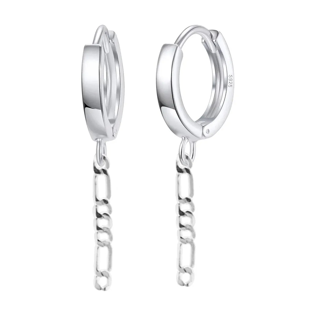 925 Silber Creolen mit Kette – Vintage Ohrringe für Damen, glänzend & wasserabweisend