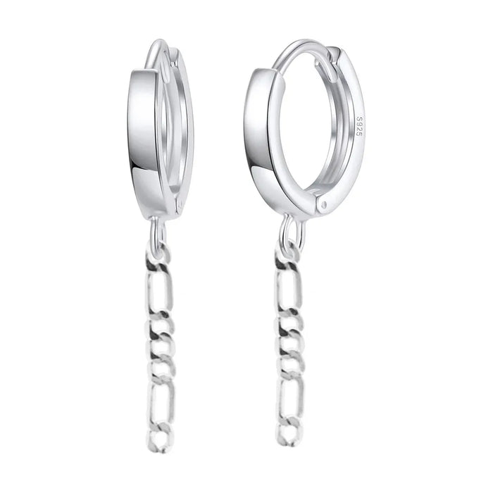 925 Silber Creolen mit Kette – Vintage Ohrringe für Damen, glänzend & wasserabweisend