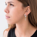 925 Silber Creolen mit Kette – Vintage Ohrringe für Damen, glänzend &