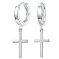 Kleine 925 Silber Creolen mit Kreuz-Anhänger – glänzende Vintage Ohrringe für Damen | WILLYS JEWELLERY