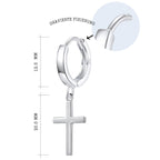 Kleine 925 Silber Creolen mit Kreuz-Anhänger – glänzende Vintage Ohrringe für Damen