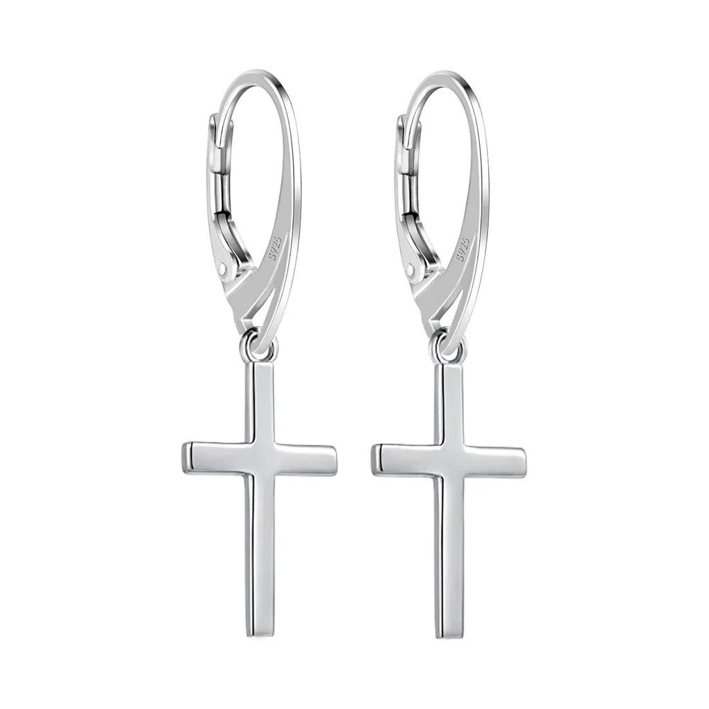 Vintage Kreuz Ohrringe 925 Sterling Silber – Handgemachte Brisur Ohrhänger für Damen & Herren