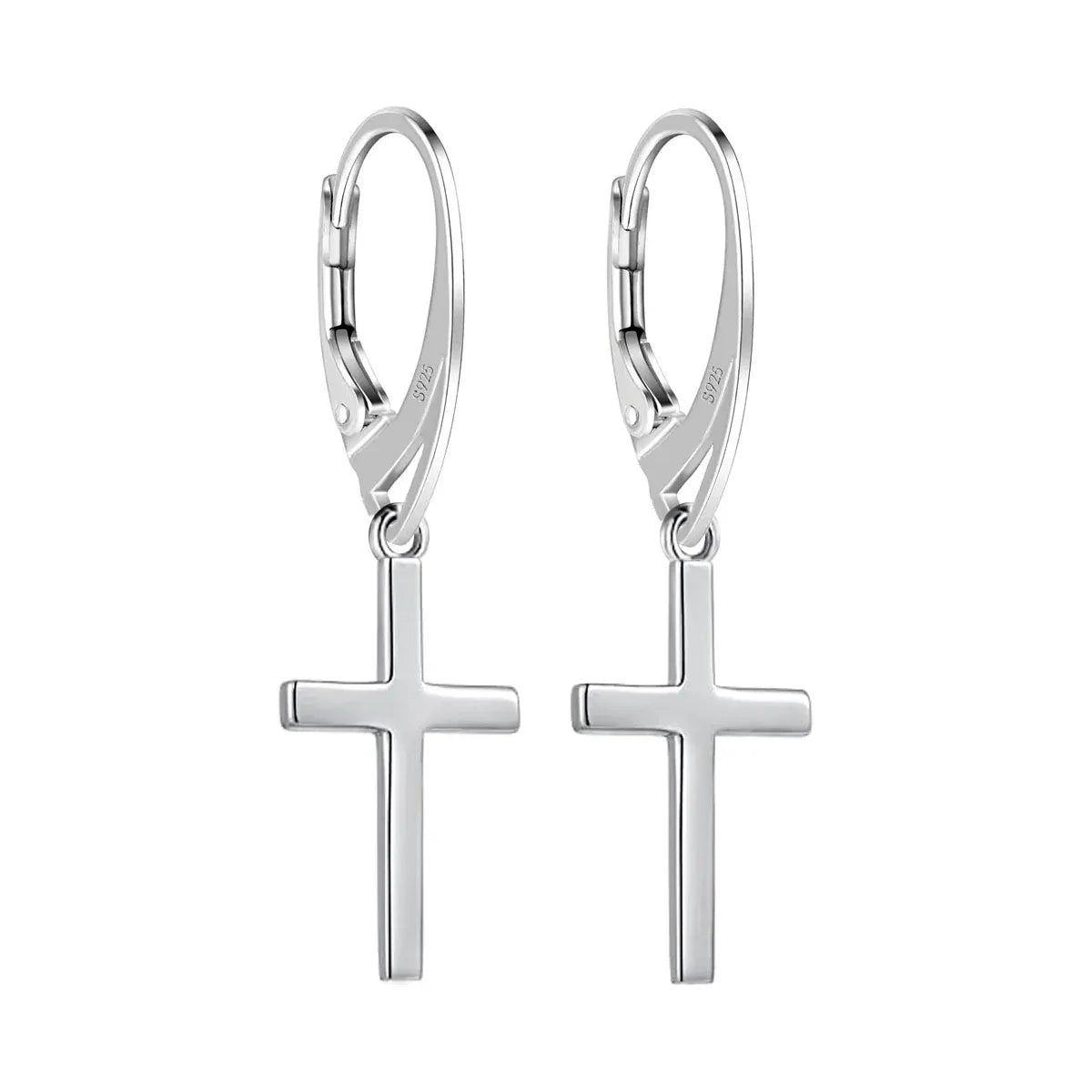 Vintage Kreuz Ohrringe 925 Sterling Silber – Handgemachte Brisur Ohrhänger für Damen & Herren