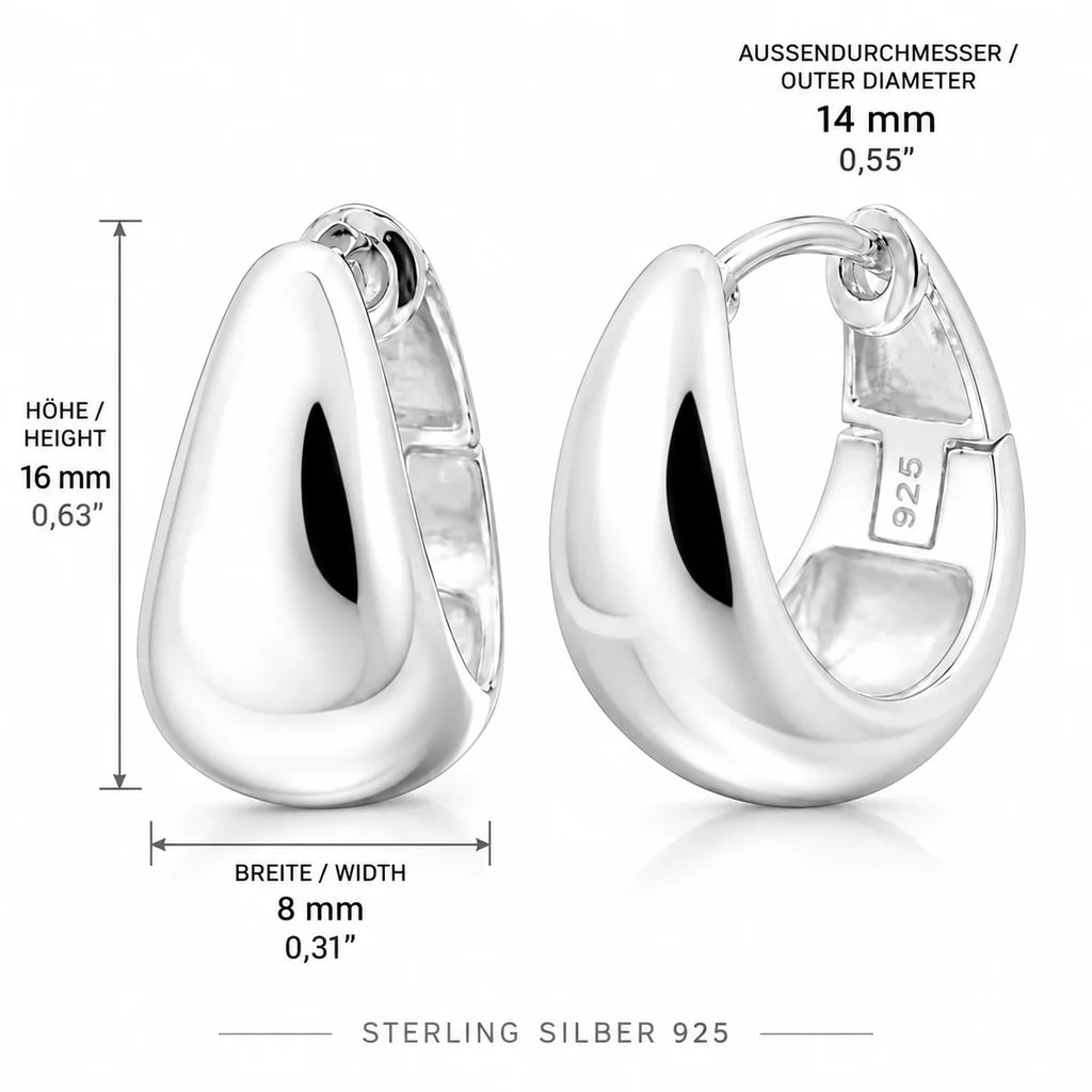 Creolen aus 925 Sterling Silber mit Scharnierverschluss Tropfenform für Damen