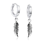 925 Sterling Silber Creolen mit Feder Anhänger – Vintage Ohrringe für Damen & Herren