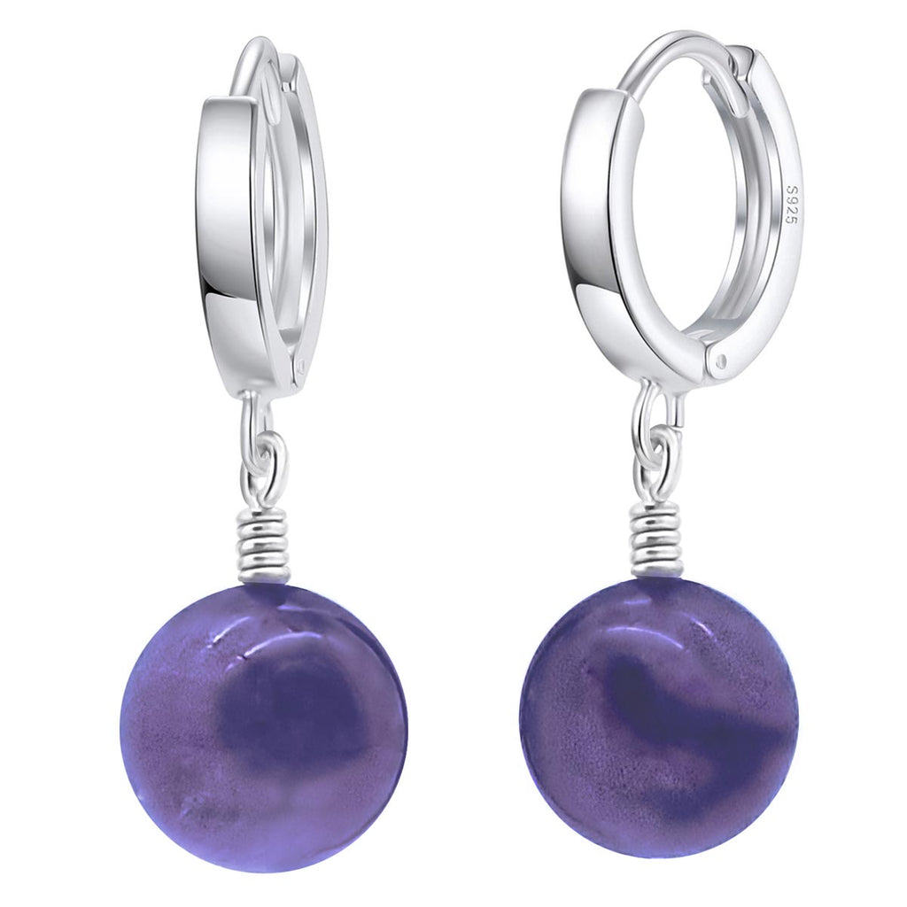 Creolen Scharnier Ohrringe mit einem Durchmesser von 12 mm mit einem Amethyst Edelstein | WILLYS JEWELLERY