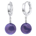 Creolen Scharnier Ohrringe mit einem Durchmesser von 12 mm mit einem Amethyst Edelstein | WILLYS JEWELLERY