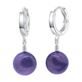 Creolen Scharnier Ohrringe mit einem Durchmesser von 12 mm mit einem Amethyst Edelstein