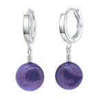 Creolen Scharnier Ohrringe mit einem Durchmesser von 12 mm mit einem Amethyst Edelstein