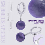 Creolen Scharnier Ohrringe mit einem Durchmesser von 12 mm mit einem Amethyst Edelstein