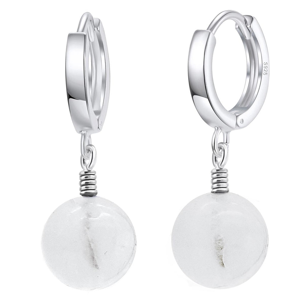 Mondstein Creolen 925 Sterling Silber – Vintage Damen Ohrringe mit Klappverschluss | WILLYS JEWELLERY