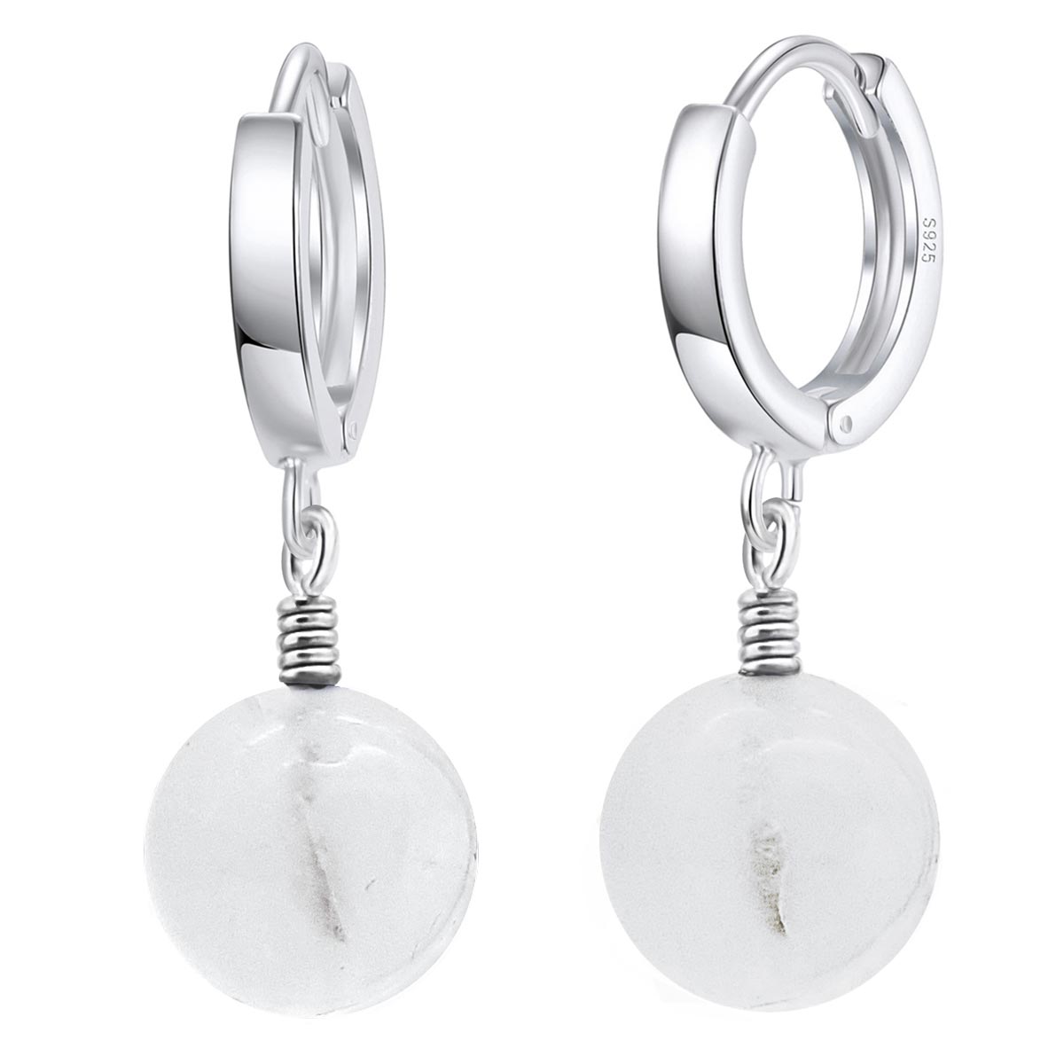 Mondstein Creolen 925 Sterling Silber – Vintage Damen Ohrringe mit Klappverschluss | WILLYS JEWELLERY