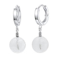 Mondstein Creolen 925 Sterling Silber – Vintage Damen Ohrringe mit Klappverschluss
