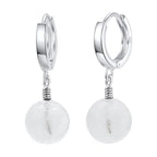 Mondstein Creolen 925 Sterling Silber – Vintage Damen Ohrringe mit Klappverschluss