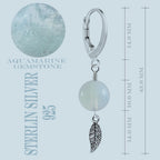 Brisur oder Ohrringe aus 925 Silber mit Anhänger Aquamarin Edelstein als Glücksbringer