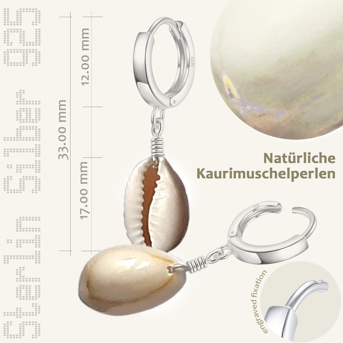 Creolen 925 Sterling Silber mit Kauri-Muschel – Vintage Boho Ohrringe