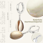 Creolen 925 Sterling Silber mit Kauri-Muschel – Vintage Boho Ohrringe