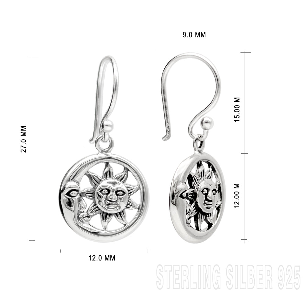 Sonnen Ohrringe 925 Sterling Silber – filigrane Ohrhänger mit Sonnensymbol für strahlende Damen | WILLYS JEWELLERY