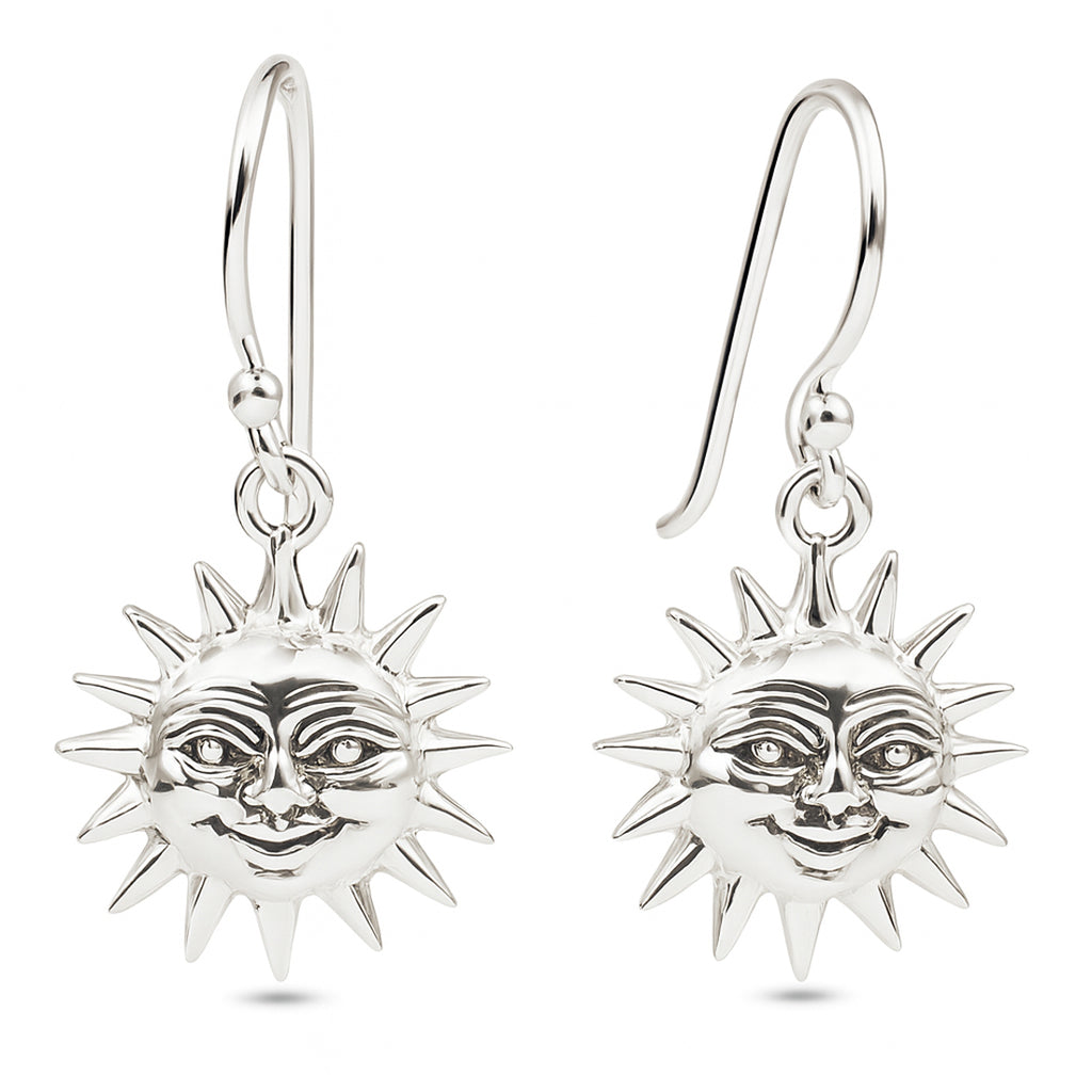 Sonnen Ohrringe 925 Sterling Silber – Filigrane Ohrhänger mit Sonnensymbol, 27 mm, zeitlos & elegant | WILLYS JEWELLERY