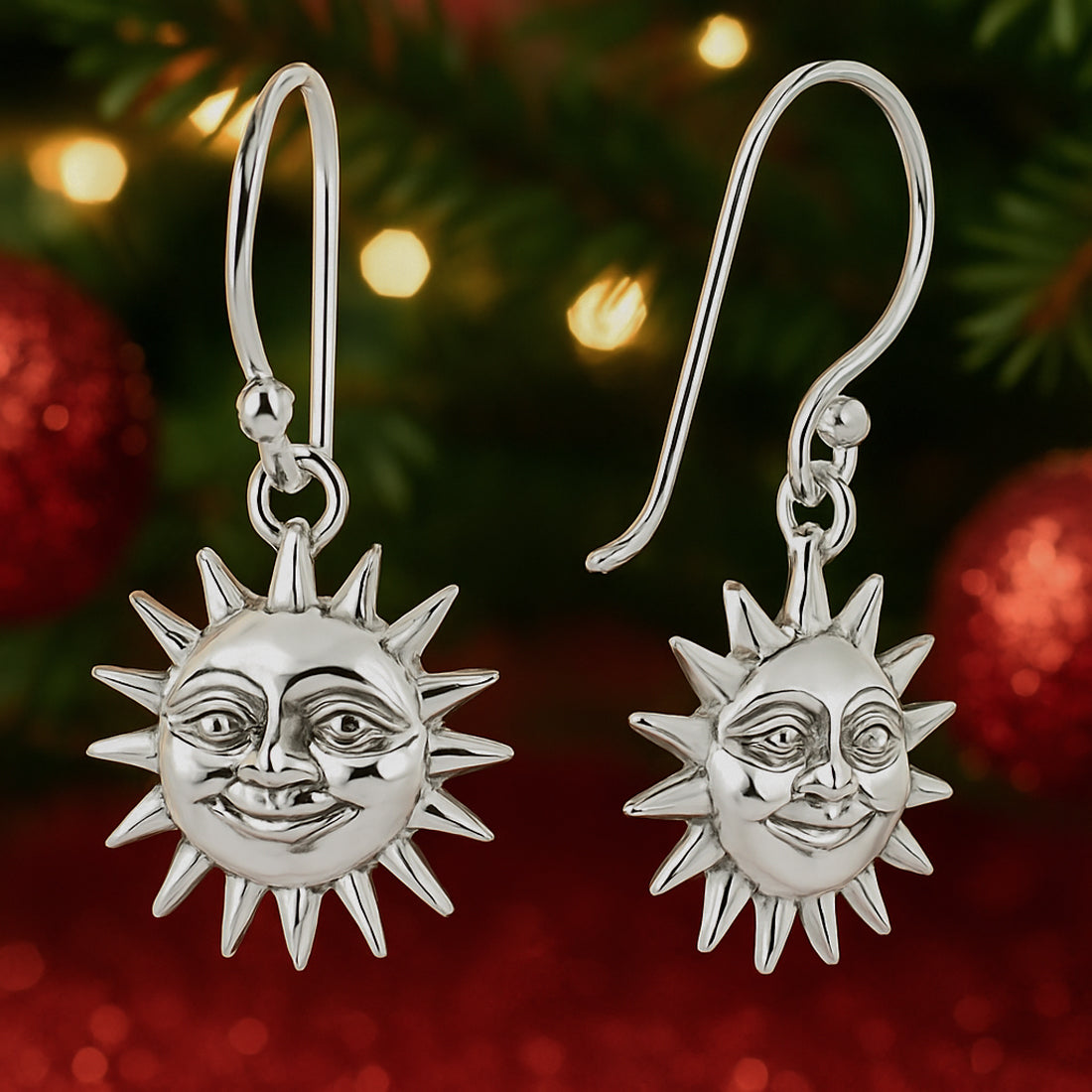 Sonnen Ohrringe 925 Sterling Silber – Filigrane Ohrhänger mit Sonnensymbol, 27 mm, zeitlos & elegant | WILLYS JEWELLERY